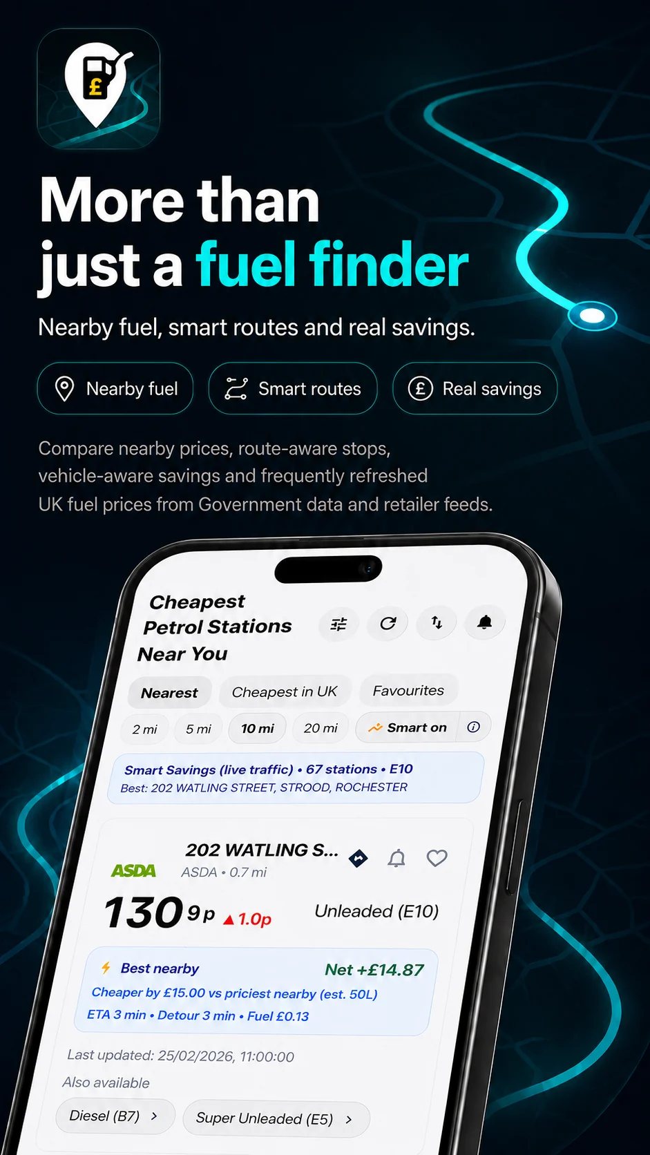 Route and Fuel app screenshot: More than just a fuel finder